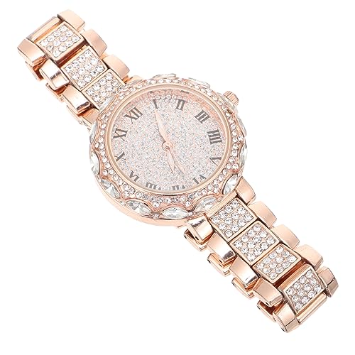 TOPPERFUN 1Stück Damen Armbanduhr mit Strassbesatz Modisches Design Roségold Präzise Bewegung für Studenten und Büroangestellte Perfektes für von TOPPERFUN