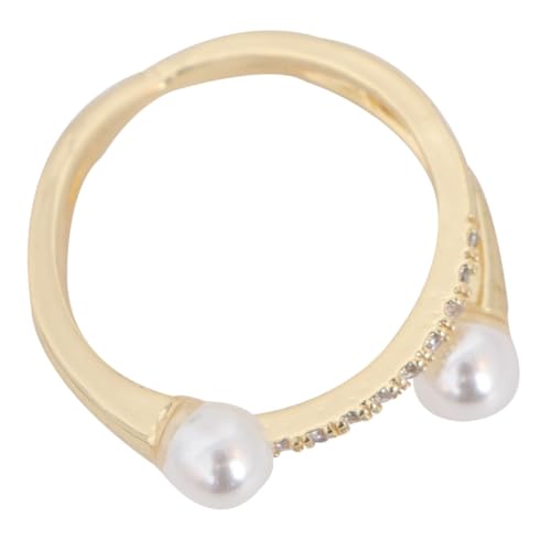 TOPPERFUN 1Stück Einfacher Verstellbarer Damenring mit Perlen Modischer Offener Kreuzring für Frauen Geeignet für Partys und Besondere Anlässe von TOPPERFUN