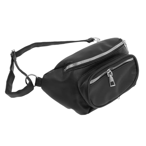 TOPPERFUN 1Stück Hüfttasche mit Kette Umhängetasche Schwarz für Frauen für Handy und Geldbörse Kreatives Design für Freizeit und Alltag von TOPPERFUN