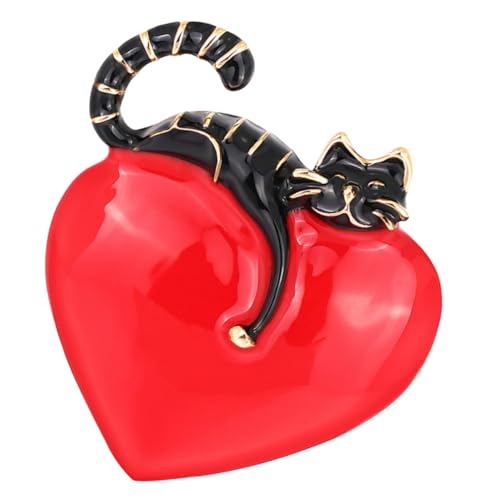TOPPERFUN Kreative Katzen-herz Brosche Hochwertige Legierung Anstecknadel Stilvolle Tier-brosche Für Kleidung Taschen Einzigartige Accessoires Fürs Tägliche Outfit Umweltfreundlich Und von TOPPERFUN