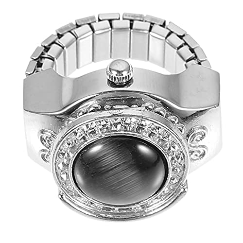 TOPPERFUN Metall Ringuhr Fingeruhr Retro Design Uhr für Damen und Herren Elastisch Tragbar Kreative Fingerringe mit Versteckter Uhr von TOPPERFUN