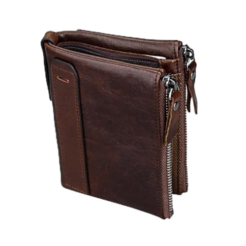 TOPPERFUN 1Stück RFID Geschützte Multifunktionale Geldbörse für Herren Kurzformat mit Reißverschluss Große Kapazität Braun für Männer von TOPPERFUN