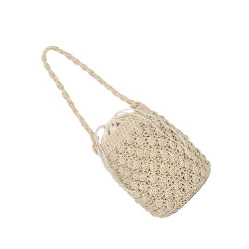 TOPPERFUN 1Stück Strand Umhängetasche für Damen Gewebte Tasche mit Kordelzug für Freizeit Urlaub und Einkaufen Strapazierfähiges Farbgebung von TOPPERFUN
