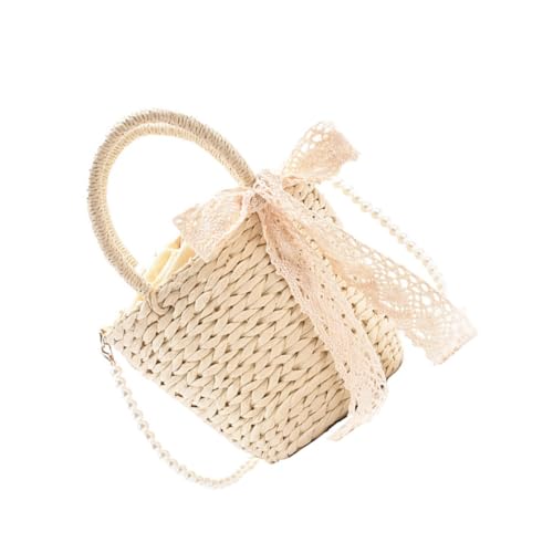TOPPERFUN 1Stück Strohtasche für Damen Umhängetasche Handgewebter Strandbeutel für Sommerausflüge Strapazierfähig und Elegant von TOPPERFUN