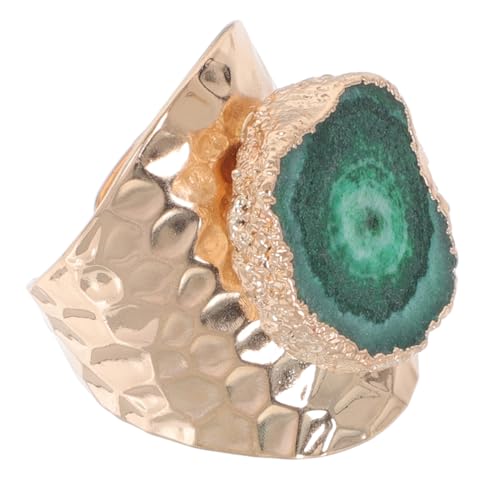 TOPPERFUN 1Stück Vergoldeter Ring Naturstein Unregelmäßiger Rauher Schmuck für Frauen Eleganter Fingerring Stilvoller Goldschmuck für Alltag von TOPPERFUN