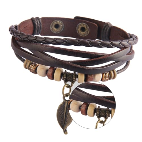 TOPPERFUN Vintage Rindsleder Armband Für Herren Und Damen Handgefertigtes Retro Armband Langlebiges Ethno Design Freizeit Schmuck Für Partys Und Reisen Einfach Zu Tragen von TOPPERFUN