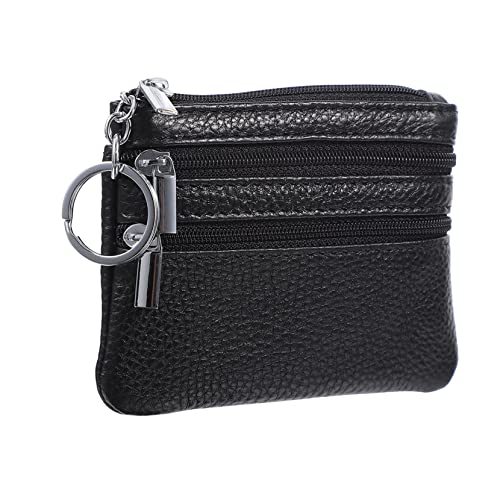 TOPPERFUN Tragbare Geldbörse für Damen Multifunktionale Aufbewahrungstasche mit Schlüsselring Reißverschlussfächer Verschleißfestes Material Praktische Businesstasche für Münzen und Karten von TOPPERFUN