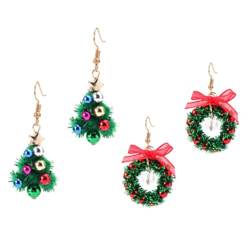 TOPPERFUN 2 Paare Chice Weihnachts Ohrhänger Weihnachtskranz Design Damen Ohrschmuck Festlich für Frauen und Mädchen von TOPPERFUN