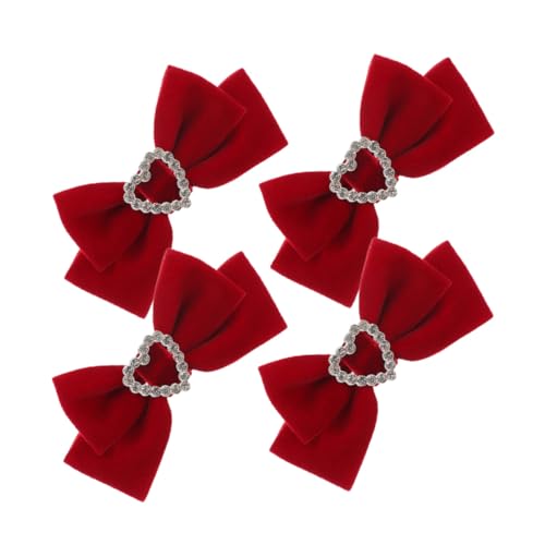 TOPPERFUN 2 Paare Haarklammern mit Großer Roter Schleife Samt Haarspangen für Mädchen Leichte und Robuste Haarschmuck Clips für Party Geburtstag und Alltag von TOPPERFUN