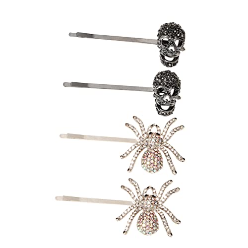 TOPPERFUN 2 Paare Halloween Haarschmuck Glitzer Spinnen Haarspangen mit Strass für Damen für Kostüme und Partys Gothisches Design Elegant und Auffällig von TOPPERFUN