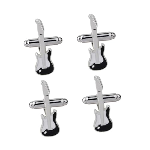 TOPPERFUN 2 Paare Herren Manschettenknöpfe Gitarrenform Kreatives Design Glänzend Poliert Klassisch Vielseitig Für Hemd Business Festliche Anlässe von TOPPERFUN