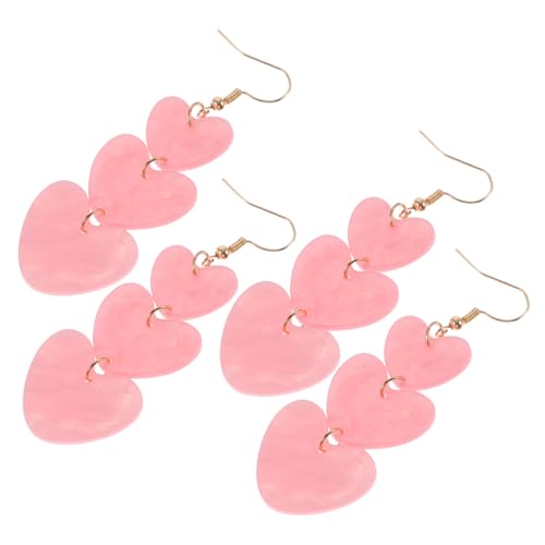 TOPPERFUN 2 Paare Herzohrringe Damen Pinkfarbene Hängende Ohrringe Leichtes Design Liebe Herz Anhänger Schmuck Für Alltag Und Festliche Anlässe von TOPPERFUN