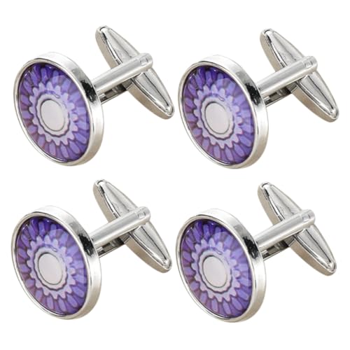 TOPPERFUN 2paare Manschettenknöpfe Für Herren Mit Blumenmuster Runde Knöpfe Aus Legierung Passend Zu Verschiedenen Hemden Für Formelle Anlässe von TOPPERFUN
