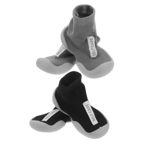 TOPPERFUN 2 Paare Lauflernschuhe Atmungsaktive Rutschfeste mit Weicher Sohle Sichere Neugeborenen-schuhsocken für Jungen und Mädchen Innen Außentragen von TOPPERFUN