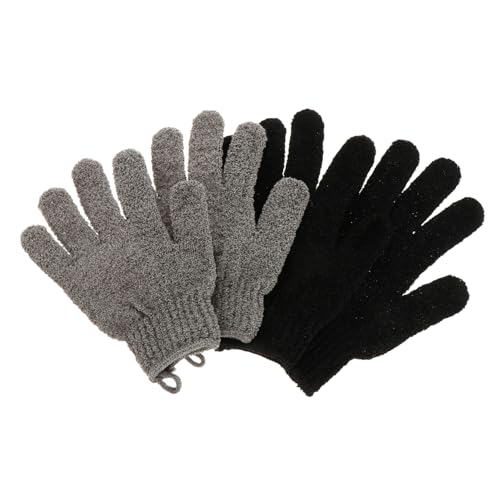 TOPPERFUN 2 Paare Peelinghandschuhe für Körperpflege Schwarz Exfolierende Duschhandschuhe für Sanfte Hautreinigung und Massage für Männer und von TOPPERFUN