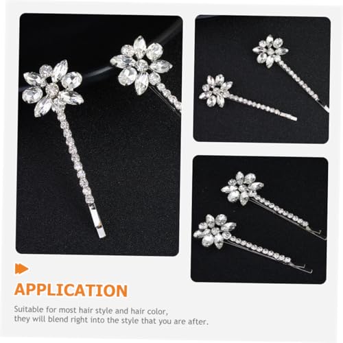 TOPPERFUN 2 Paare Strass Blume Haarklammern Braut Haarnadeln Damen Haarspangen mit Glänzender Optik für Hochzeit Party Alltagsstil von TOPPERFUN