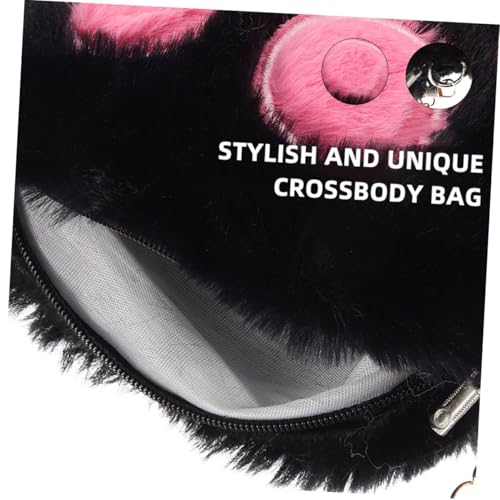 TOPPERFUN 2 STÜCK Flauschige Umhängetasche mit Katzenpfoten Design Weiche Plüsch Schultertasche für Damen Praktische Kleine Crossbody Tasche für Alltag und Outdoor in Schwarz und Weiß von TOPPERFUN