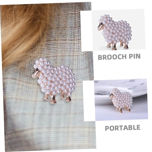 TOPPERFUN 2 STÜCK Vintage Perlen schaf Brosche Elegante Kunststoffperlen Anstecknadel Modische Tierbrosche Damen Schmuck für Mantel Kleidung von TOPPERFUN