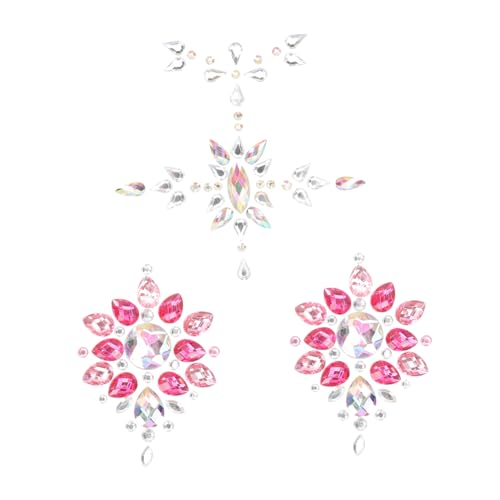 TOPPERFUN 2 Sätze Selbstklebende Brust Strasssteine Körper Schmuck Glitzernde Körpersteine für Frauen Festival Karneval Party Dekor Brust und Rücken von TOPPERFUN