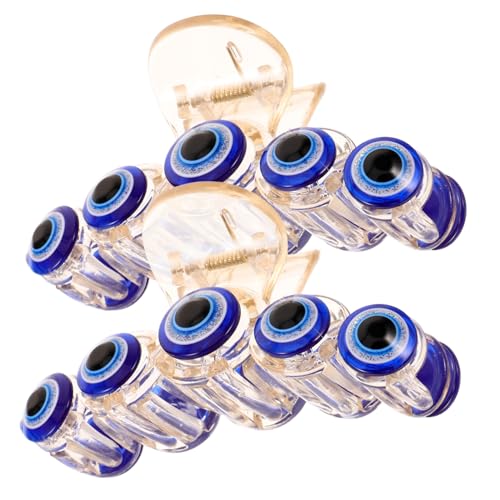 TOPPERFUN 2 Stck. Großer Blauer Evil Eye Haarclip Dekorative Haarklammer mit Fester Fixierung für Dickes und Zartes Haar Leichter Robuster Klauenclip für Frauen bei Hochzeit und Alltag von TOPPERFUN