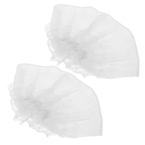 TOPPERFUN 2 Stück Abnehmbare Trompetenärmel Manschetten Weiß Elastische Spitzen Handgelenksmanschetten Damen Lolita Stil Für Hochzeit Party Modische Falsche Ärmel Zubehör von TOPPERFUN