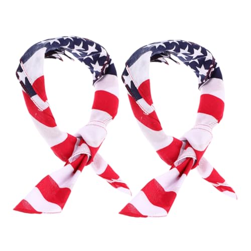 TOPPERFUN 2 Stück Amerikanische Flagge Halsbandana Modisches Halstuch Baumwolle Vielseitig Einsetzbar für Damen und Herren für Reisen und Alltagsmode von TOPPERFUN