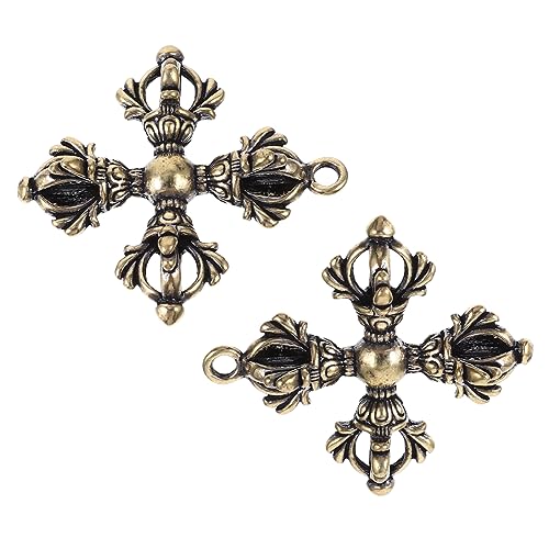 TOPPERFUN 2 Stück Antikes Vajra Pestle Anhänger Schlüsselanhänger Hochwertiger Messing Charm für Buddhistische Dekoration für Schlüsselanhänger und DIY Projekte von TOPPERFUN