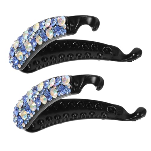 TOPPERFUN 2 Stück Bananen Haarspangen für Dickes Haar Rutschfeste Haarklammern mit Strass Verzierung für Frisuren für Damen und Lange Haare von TOPPERFUN