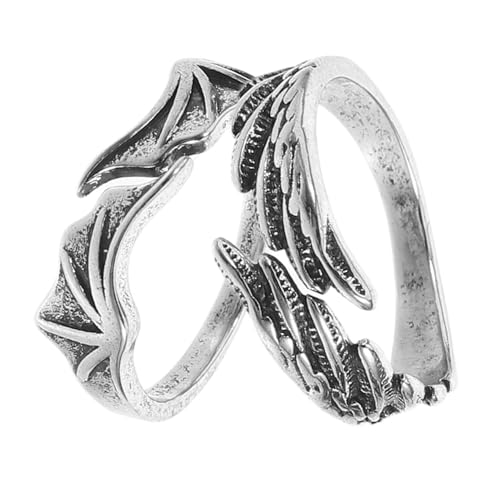 TOPPERFUN 2 Stück Bat Wing Verstellbarer Ring Vintage Offener Ring für Dekoration für Einzigartiger Schmuck für Partys und Alltag von TOPPERFUN