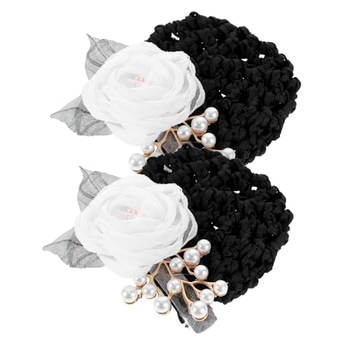 TOPPERFUN 2 Stück Blumen haarnetz Haarklammer Dutt halter für Damen Stoff Haarschmuck für Stewardess Kellnerin Eleganter Haarhalter für Beruf und Alltag von TOPPERFUN