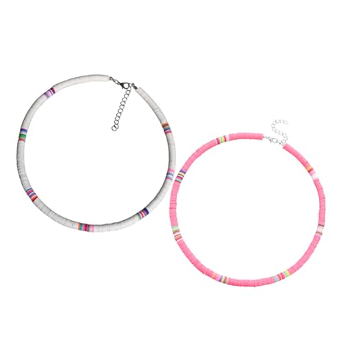 TOPPERFUN 2stücke Polymer Clay Perlenkette Kurz Halskette Damen Schmuck Handgefertigt Accessoire Für Mädchen Und Frauen von TOPPERFUN