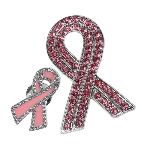 TOPPERFUN 2 Stück Brosche Abzeichen Anstecknadeln zur Aufklärung über Krebs Krebs-Bewusstseinsband-Brosche Krebs-Pin Strass-Bandnadel Legierung Rosa von TOPPERFUN