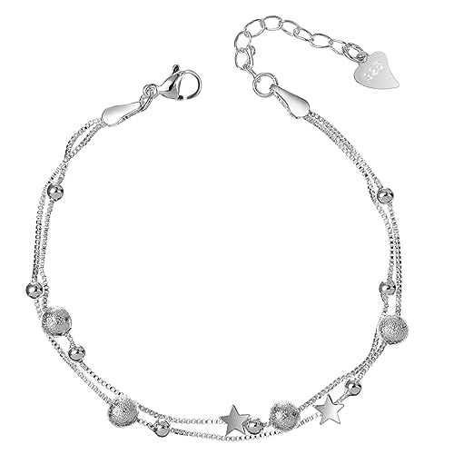 TOPPERFUN 2 Stück Damen Fußkettchen Verstellbarem Doppel Layer mit Sternen und Perlen Modisches Schmuckstück für Strand und Alltag TOPPERFUN 2 Stück Damen Fußkettchen Verstellbarem Doppel Layer mit Sternen und Perlen Modisches Schmuckstück für Strand und Alltag von TOPPERFUN