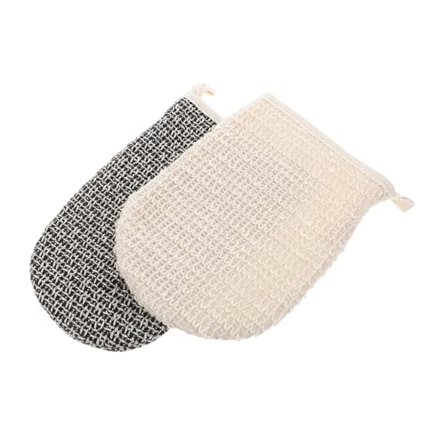 TOPPERFUN 2 Stück Doppelseitige Peeling handschuhe aus Natürlicher Jute Exfolierende Duschhandschuhe mit Massagefunktion für Körperreinigung und Hauterneuerung Geeignet für Männer und von TOPPERFUN