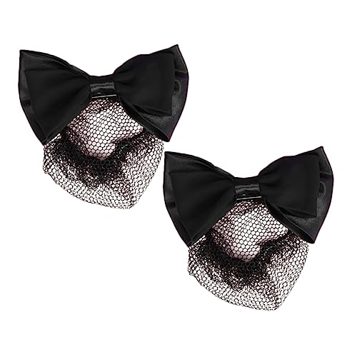 TOPPERFUN 2 Stück Elastische Haarnetz Schleifen Haarschmuck für Damen Hochwertige Haarspange mit Bogen für Büro Party und Alltag Schwarz von TOPPERFUN