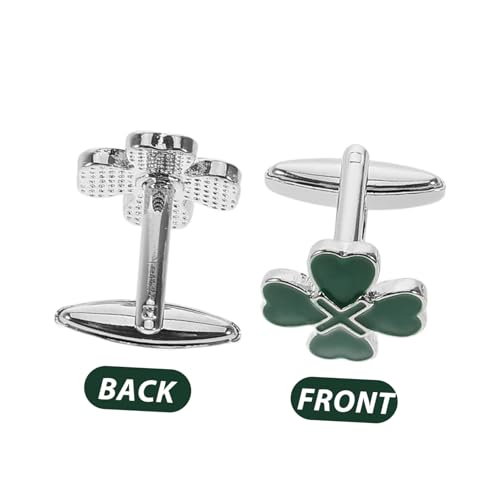 TOPPERFUN 2 Stück Elegante Manschettenknöpfe mit Grünem Irischem Herz vierblättrigem Kleeblatt Langlebige Legierung Emailliertes Design Klassische Herren Schmuckaccessoires für St Patrick S von TOPPERFUN