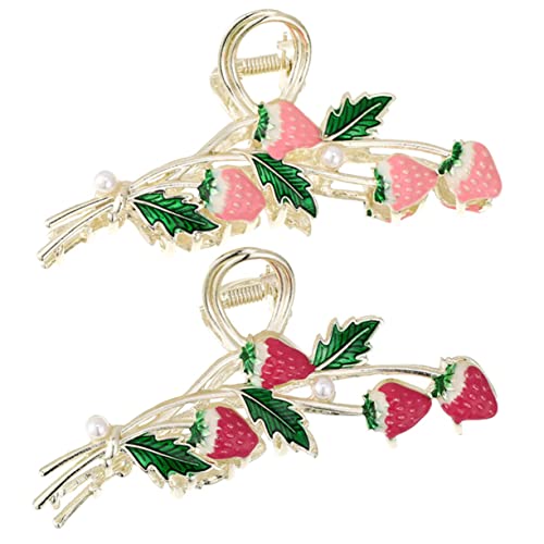 TOPPERFUN 2 Stück Erdbeer Haarspangen Metall Haarklammer Clips für Damen Süßes Design für Frisuren Haarschmuck und Accessoires im Sommer und Rot von TOPPERFUN