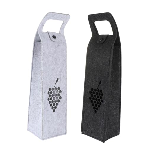 TOPPERFUN 2 Stück Filz weintragetaschen mit Handgriff und Druckknopfverschluss Wiederverwendbare Geschenkverpackung für Flaschen Vielseitige Aufbewahrung Geeignet für Weinflaschen und von TOPPERFUN