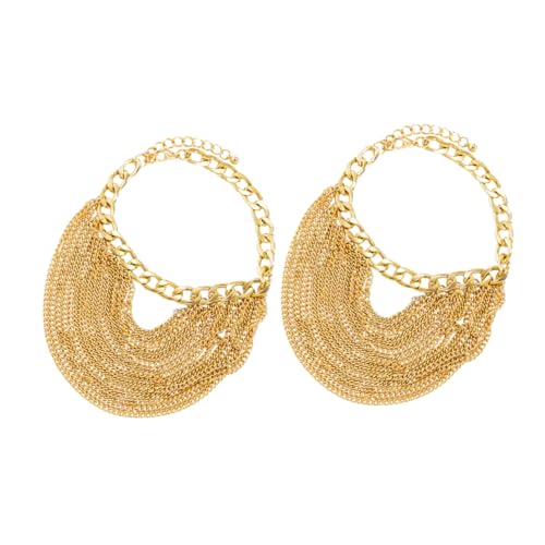 TOPPERFUN 2 Stück Goldfarbene Punk Mehrlagige Fußkette mit Quasten Dekorative Statement Kette für Frauen Schmuck für Alltag Party und Teiliges von TOPPERFUN