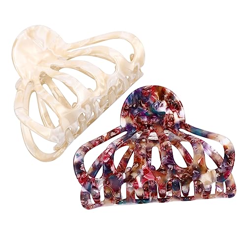 TOPPERFUN 2 Stück Große Haarklammern Für Frauen Rutschfeste Haarspangen Aus Acetat Für Dickes Und Dünnes Haar Mit Eleganten Geometrischen Mustern Für Täglichen Gebrauch Und Besondere von TOPPERFUN