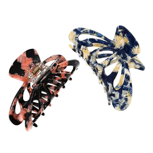 TOPPERFUN 2 Stück Haarklammer Acryl Rutschfest mit Starker Fixierung für Dickes und Dünnes Haar Modischer Französischer Haarclip für Damen und Mädchen Robustes Haarschmuck accessoire für von TOPPERFUN