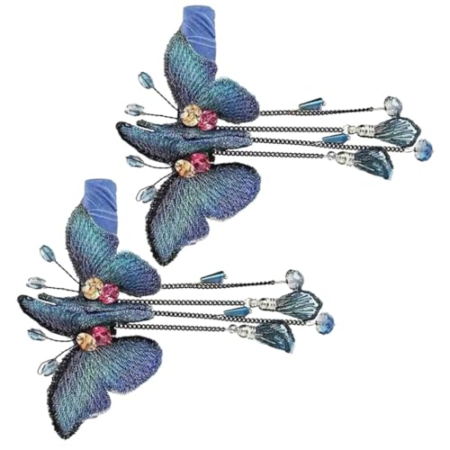 TOPPERFUN 2 Stück Haarspangen mit Schmetterlings Design und feinem Tassel Modisches Haarschmuck Damen Langlebig und Vielseitig für Alltag Party und Festliche Anlässe von TOPPERFUN