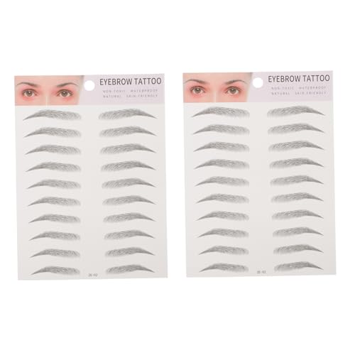 TOPPERFUN 2 Stück Imitation Augenbrauen Transfer Sticker Realistische Augenbrauen Aufkleber Einfache Anwendung Geeignet für Männer und Frauen in Schwarz von TOPPERFUN