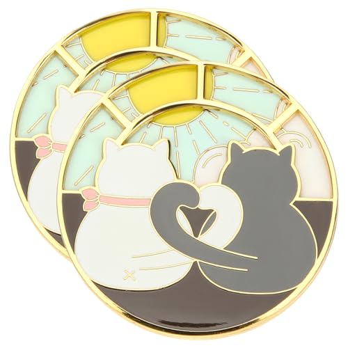 TOPPERFUN 2 Stück Katze Brosche Kreative Rotierende Anstecknadel für Kleidung Schal und Kragen Niedliche Grauweiße Tier Deko für Partys und Anlässe von TOPPERFUN