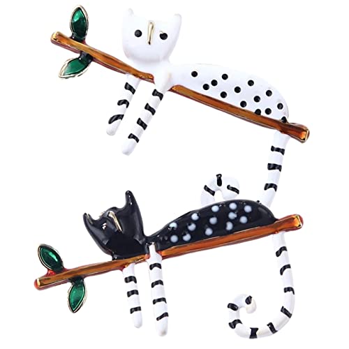 TOPPERFUN 2 Stück Katzen Broschen Anstecknadeln für Frauen Niedliche Tier Pins in Schwarz und Weiß Dekorative Lapel Pins für Kleidung Rucksäcke Jacken Langlebig und Modisch von TOPPERFUN