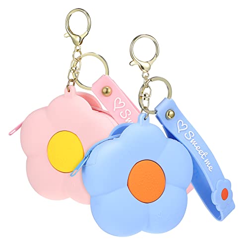 TOPPERFUN 2 Stück Kleine Silikon Geldbörsen Blaue Münzbörse Damen Geldbörse Für Mädchen Süße Mädchen Münzbörse Für Damen Mini Bezaubernde Schlüssel von TOPPERFUN