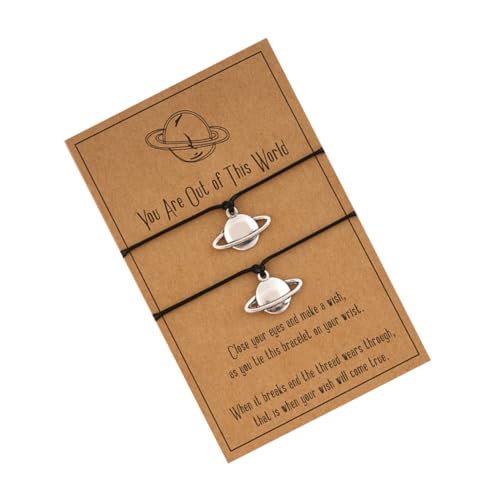 TOPPERFUN 2 Stück Kreative Planet Armbänder Aus Legierung Verstellbare Handgewebte Handgelenk Kette Valentinstag Für Paare Stilvolle Armbänder Für Freundschaft Und Liebe von TOPPERFUN