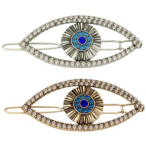 TOPPERFUN 2 Stück Modische Haarspangen Mit Strasssteinen Für Haarnadeln Glitzernde Haare Damen Strasssteine Haarspangen Böse Accessoires Frauen Geformt Augen Strassstein von TOPPERFUN