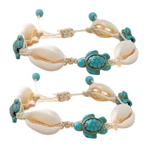 TOPPERFUN 2 Stück Muschelarmband mit Schildkrötencharms Boho Fußkette für Strand und Sommer Vielseitiges Schmuckstück mit Einzigartigem Design und Natürlichem Flair von TOPPERFUN