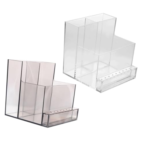 TOPPERFUN 2 Stück Nail Drill Bit Aufbewahrungsbox Transparent und Schwarz Nagelstudio Organizer aus Robustem PP Material Nagelfräser Werkzeughalter für Maniküre und Pediküre Zubehör von TOPPERFUN